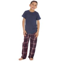 15C634: Older Boys Check Lounge Set- Denim (9-13 Years)